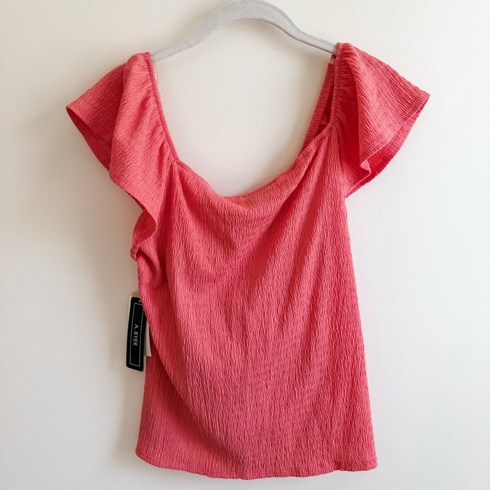 A. Byer Coral Ruched Top - Picture 7 of 10